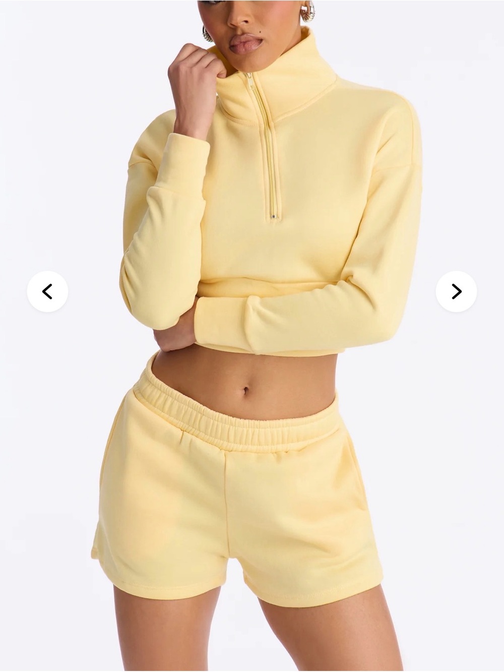Fashion Nova Pale Yellow Short Set
